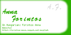 anna forintos business card